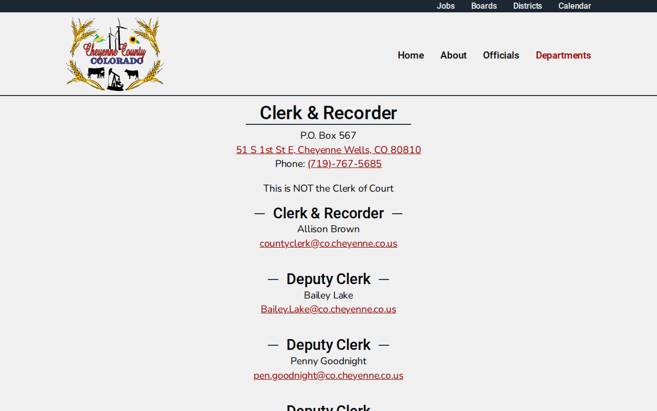 Cheyenne County Clerk of Court records split from County Clerk and Recorder