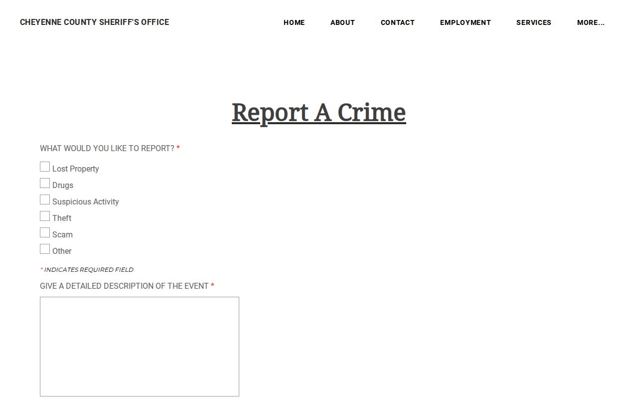 Cheyenne County arrest records sheriff report-a-crime source