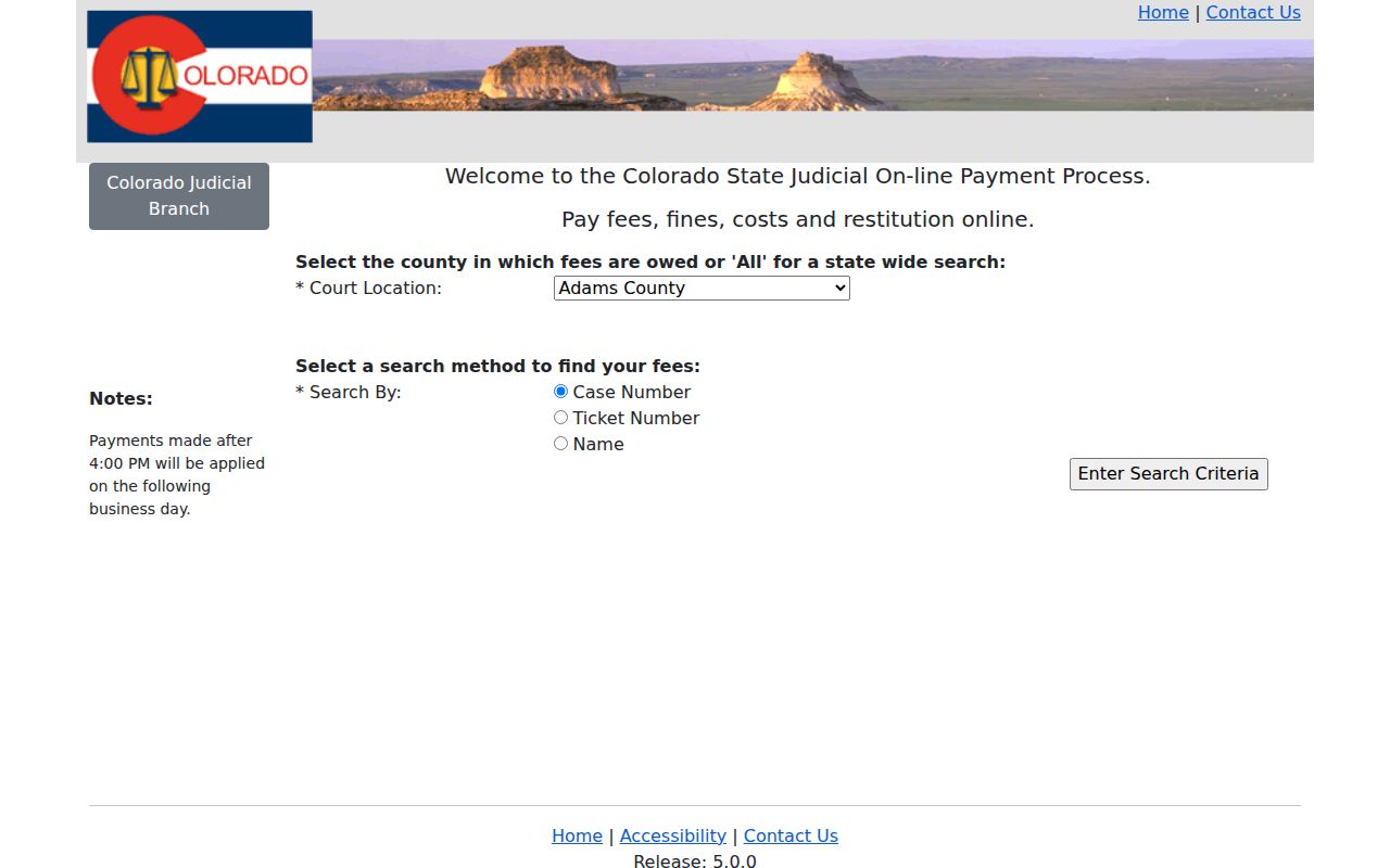 Cheyenne County court dockets Colorado Judicial online payment system