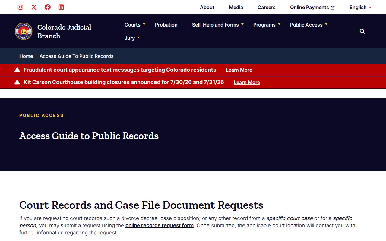 Cheyenne County court records public access guide from Colorado Judicial Branch