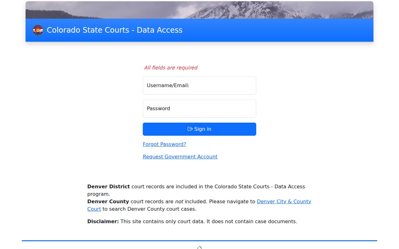 Cheyenne County court records Colorado State Courts Data Access login