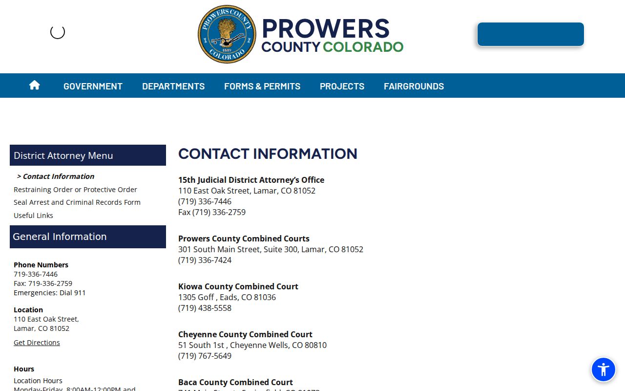 Cheyenne County criminal court records 15th Judicial District Attorney contact source