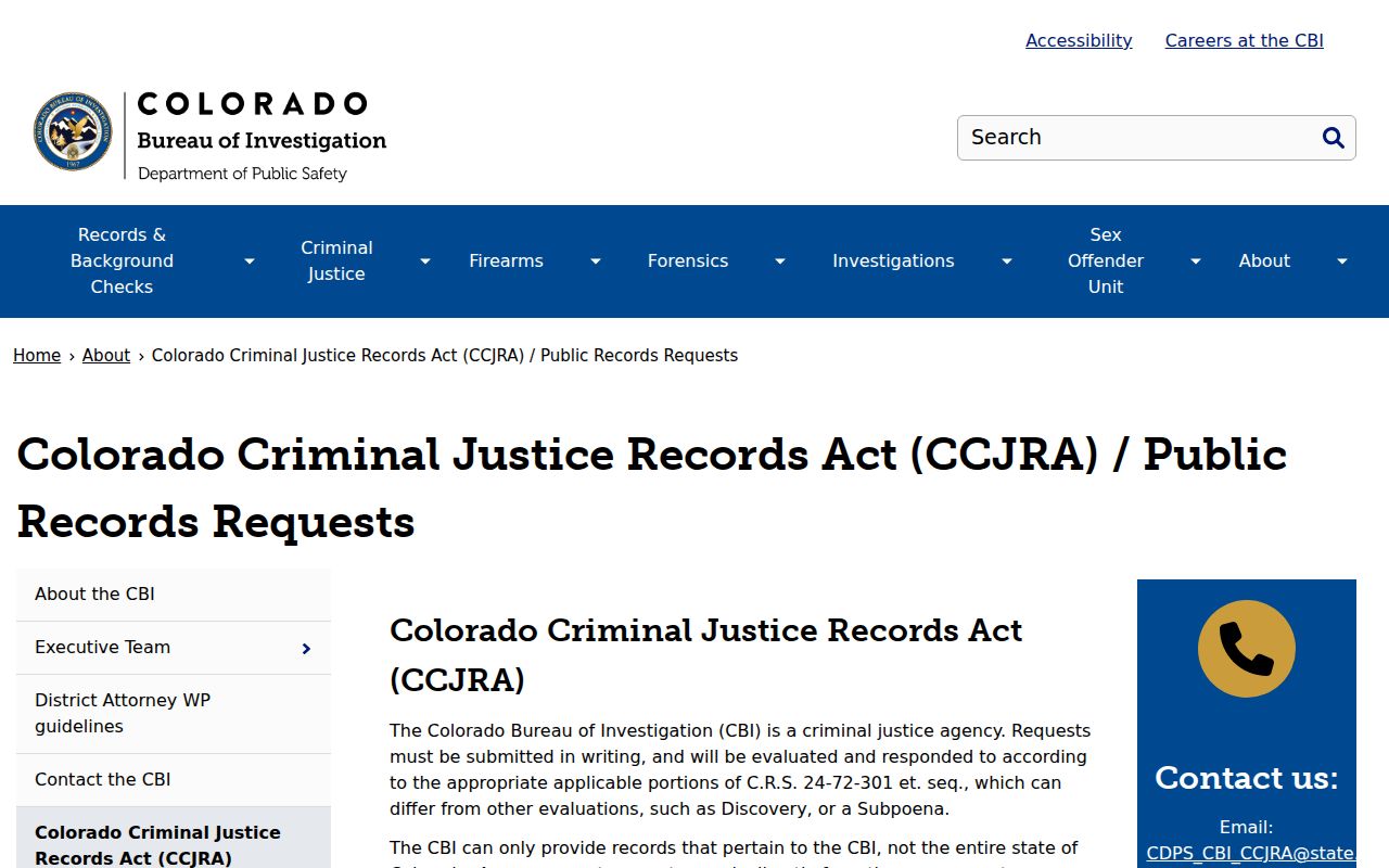 Cheyenne County criminal court records CBI CCJRA public records request source