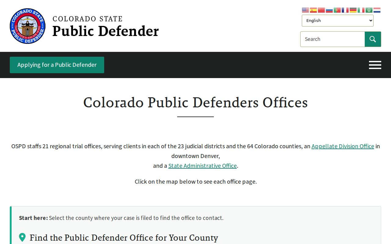 Cheyenne County criminal court records Colorado Public Defender office lookup