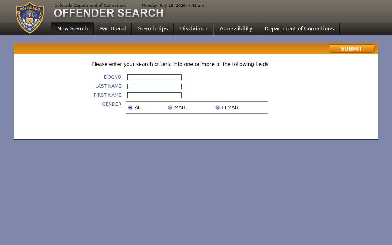 Cheyenne County inmate records Colorado DOC offender search