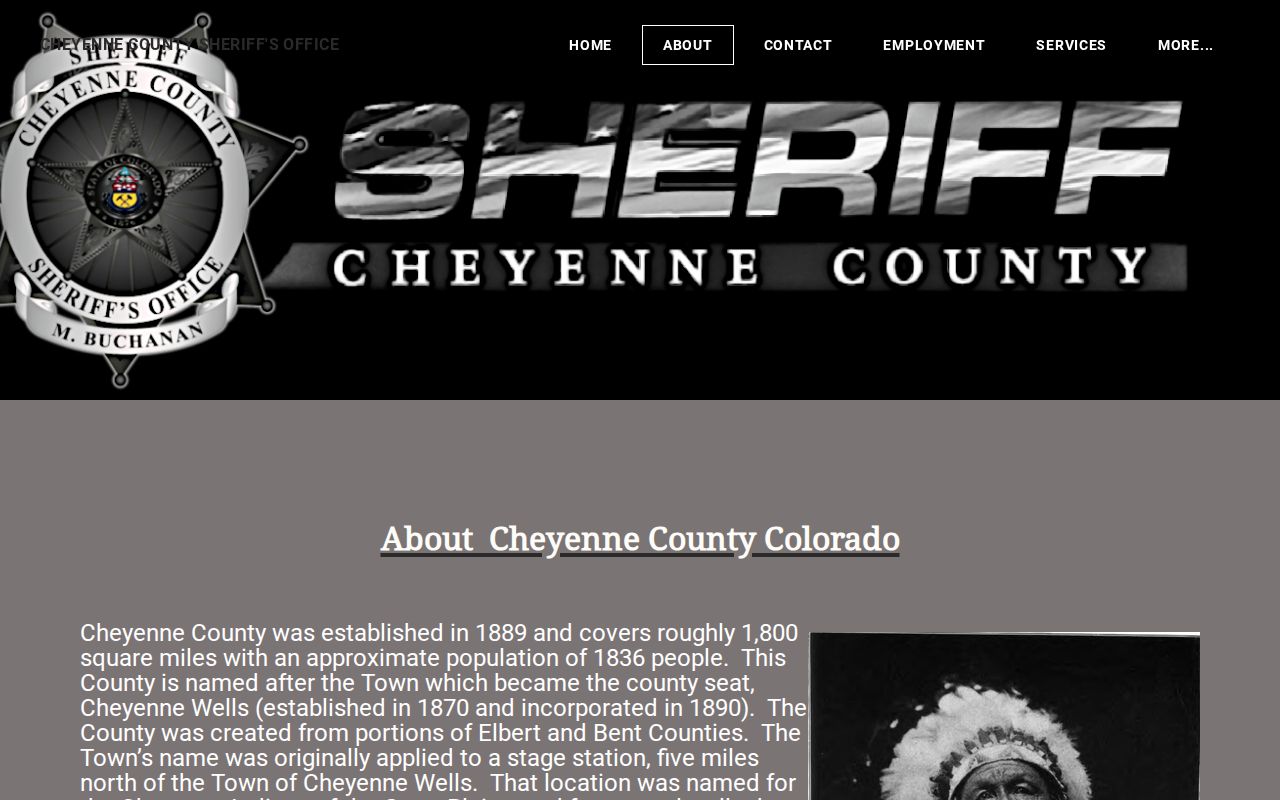 Cheyenne County inmate records sheriff about page showing no local jail context