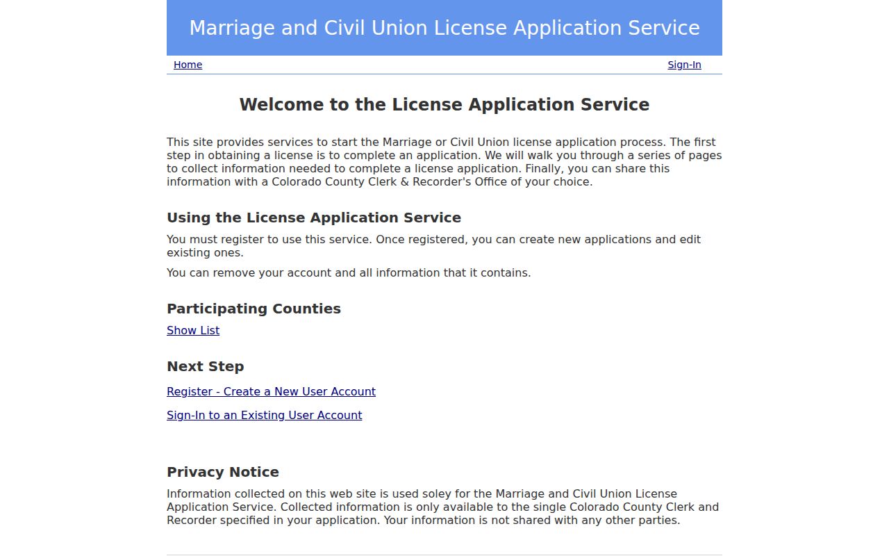 Cheyenne County marriage records online application service