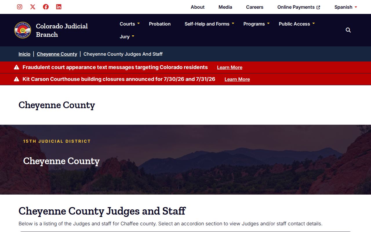 Cheyenne County probate records judges and staff page