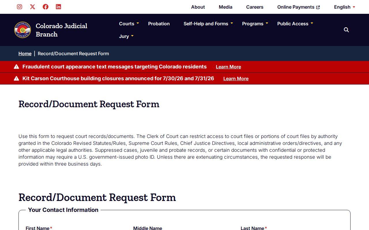 Cheyenne County probate records state court document request form