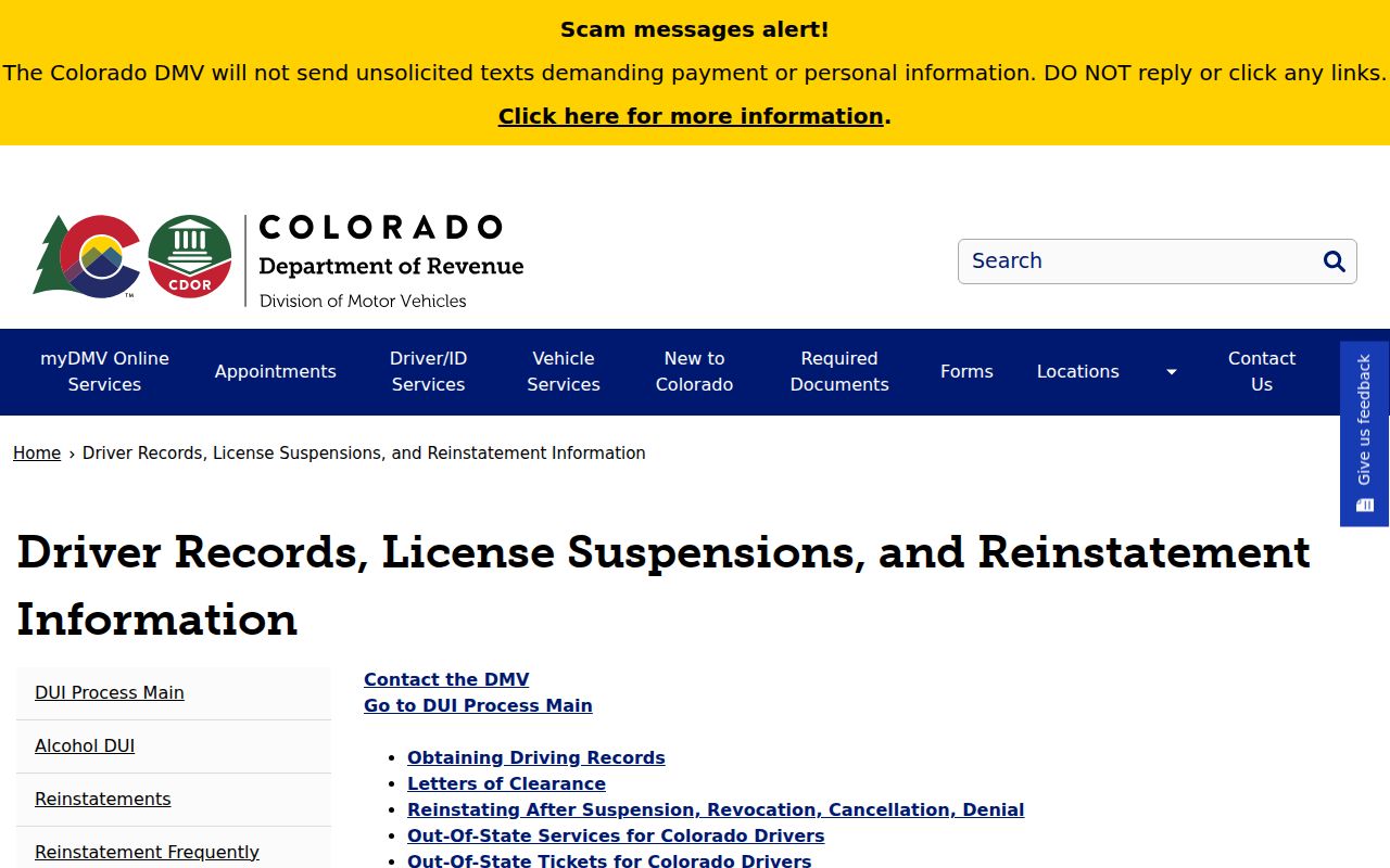 Cheyenne County traffic court records Colorado DMV driver records and suspensions