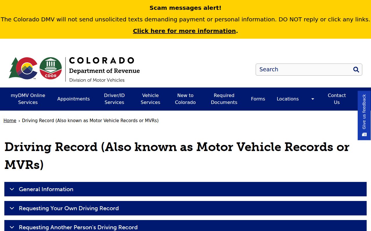 Cheyenne County traffic court records Colorado DMV motor vehicle record forms