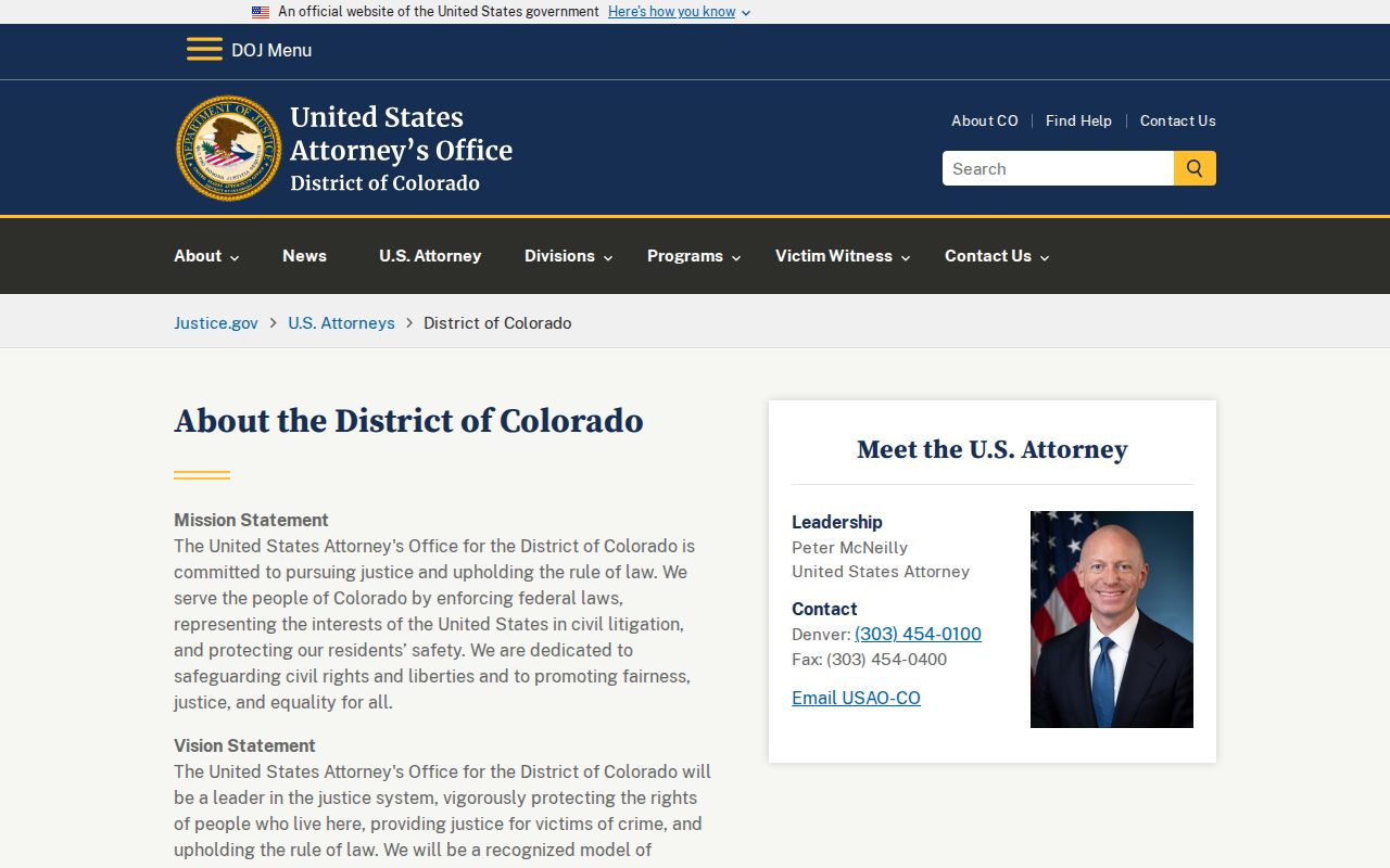 Cheyenne County warrant records federal U.S. Attorney context